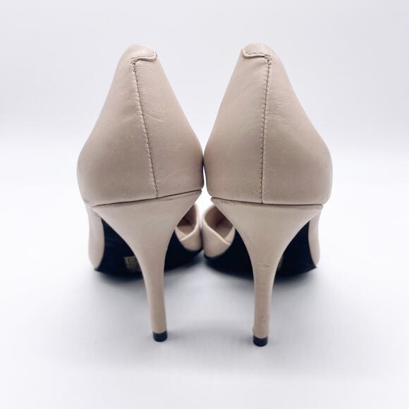 Jeffrey Campbell Compose Leather Half d’Orsay Peep Toe Pumps Beige Size 9 - Picture 3 of 9